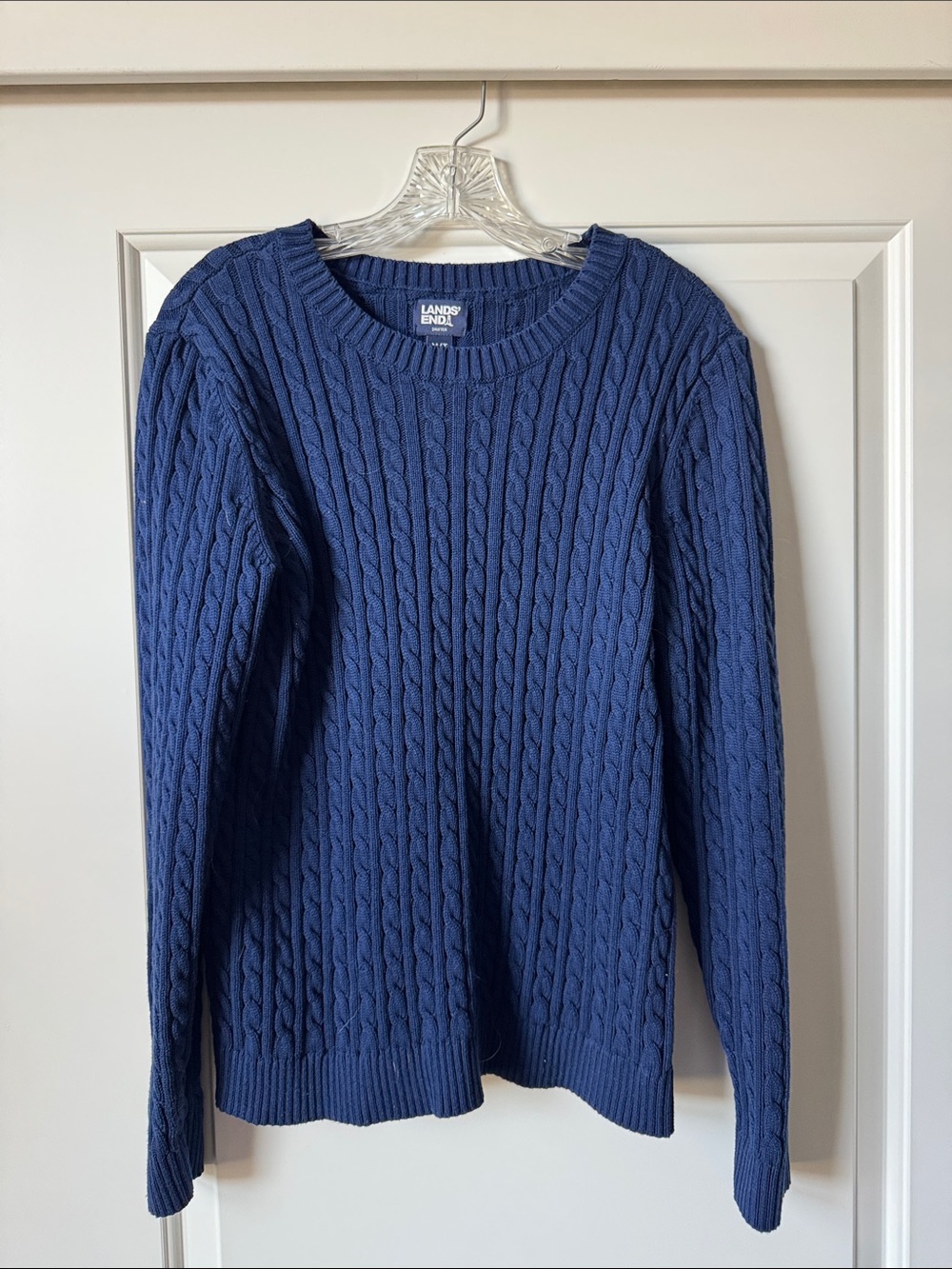 Lands' End Women’s Navy Cable Knit Sweater